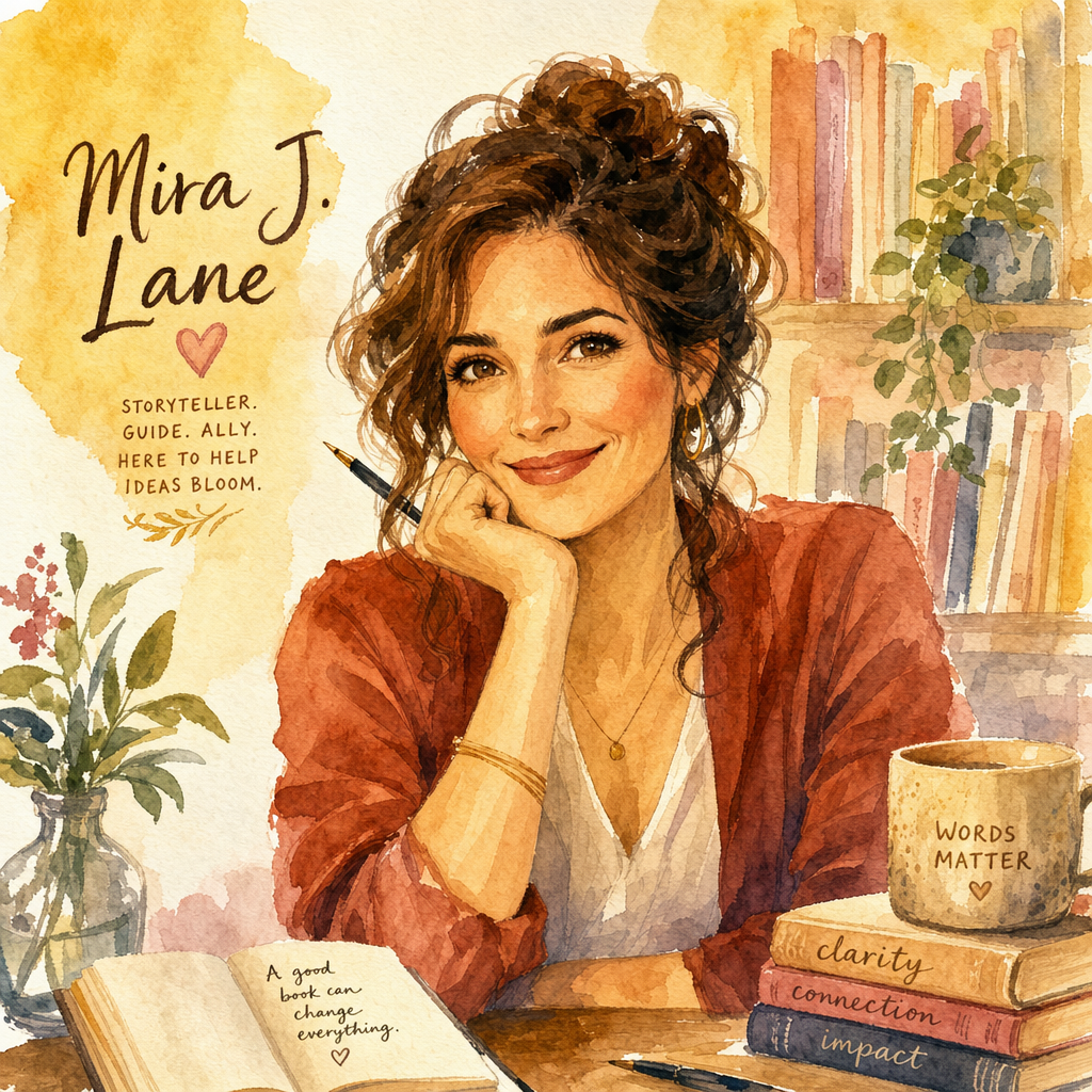 Illustrated portrait of Mira J. Lane - the accessible guide pen name