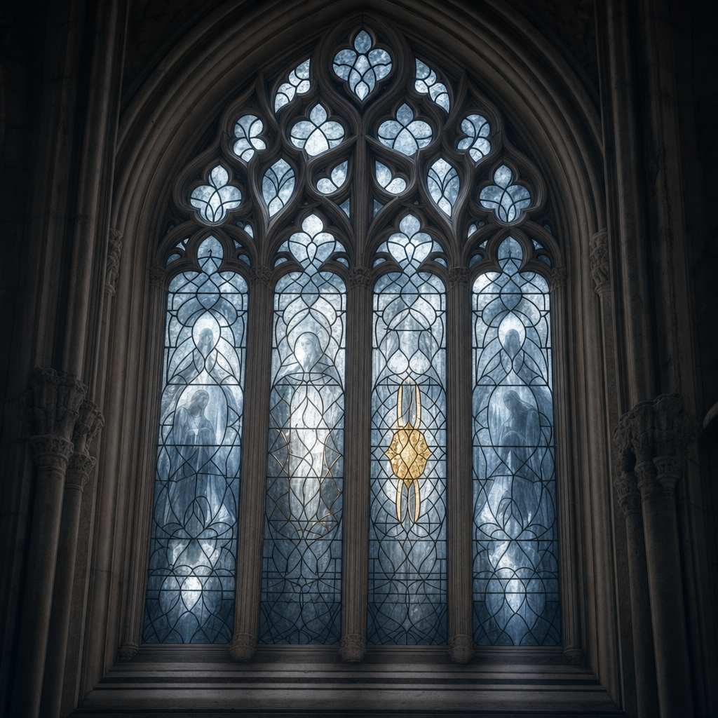 GHOST FREQUENCY stained-glass window