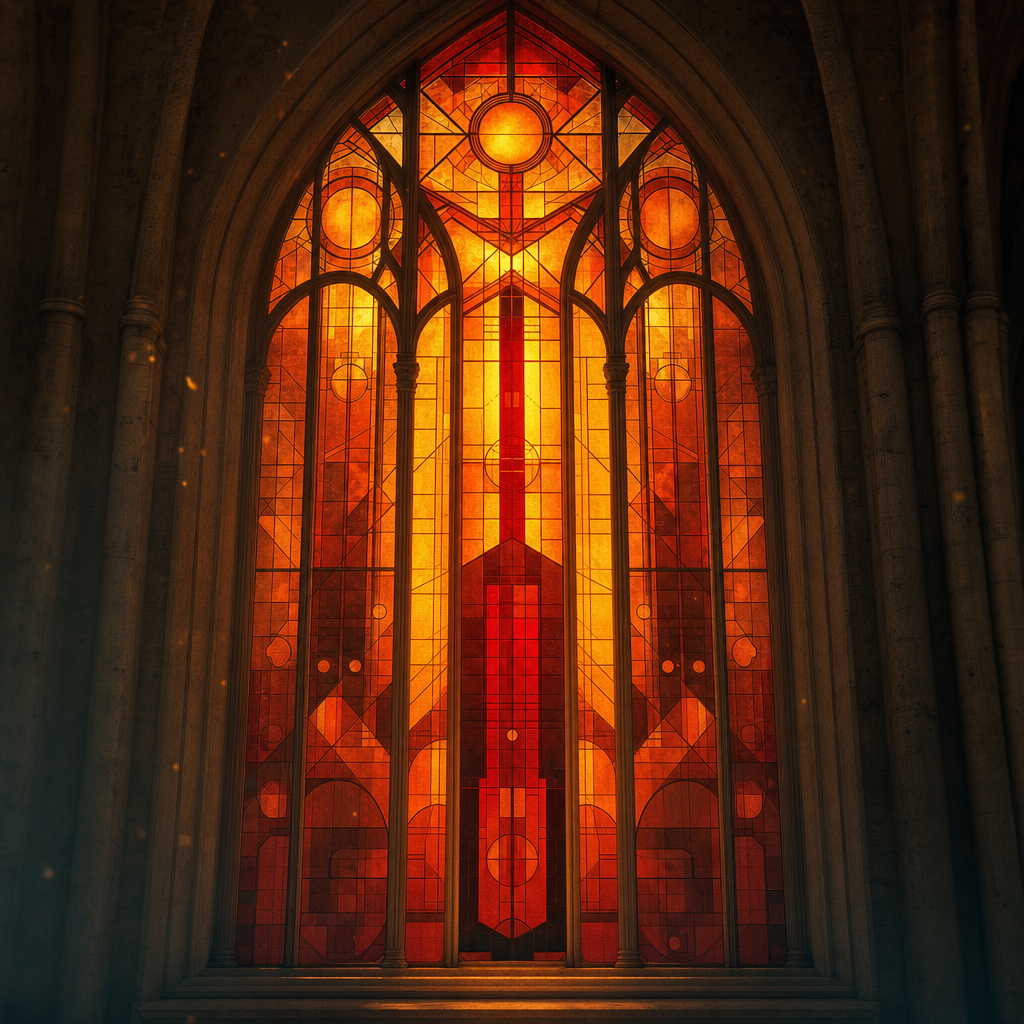 NEON TORQUE stained-glass window